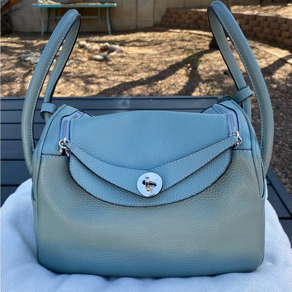 Hermes Handbags - Hermes Lindy Classic Blue Jean Taurllion Clemence  Shoulder/Tote Handbag
